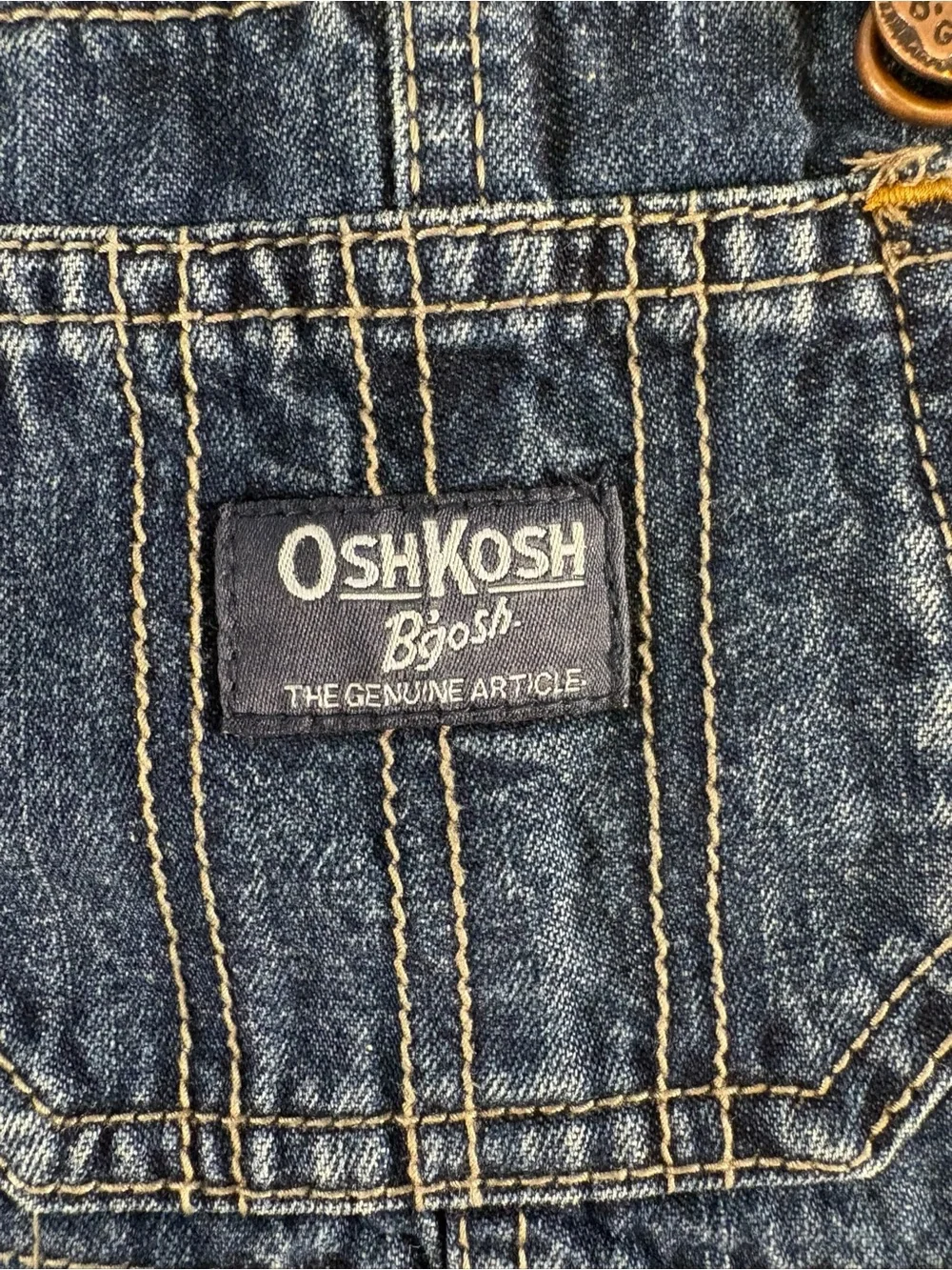 OshKosh B’gosh Denim Overalls 12M Carpenter Vintage Kids Blue Jeans